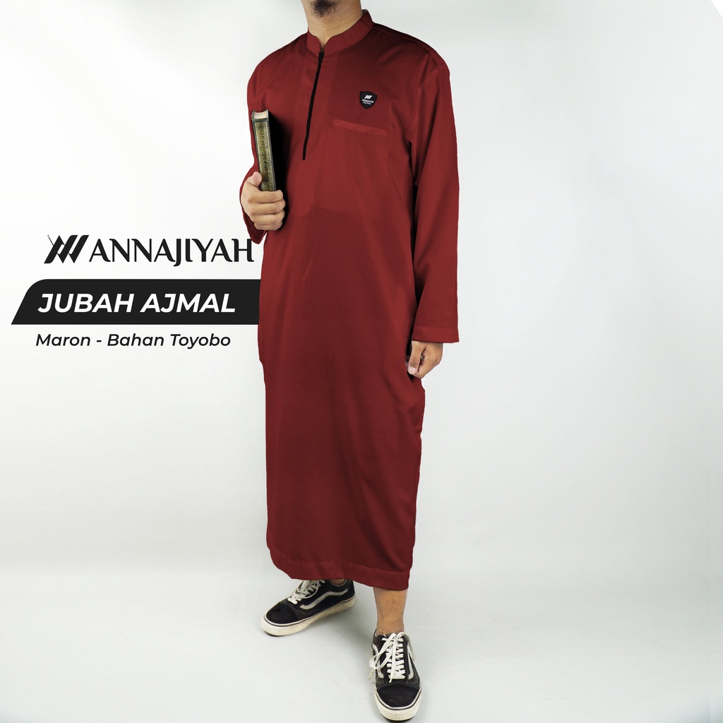 Jubah Gamis Pria Dewasa &amp; Remaja Ajmal Polos ANNAJIYAH Bahan Original Toyobo Premium