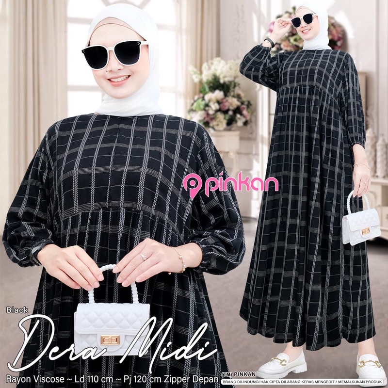 (NEW) DERA BY PINKAN • MOBI #2 COSIA #2 MIDI DRESS JUMBO PREMIUM RAYON TARTAN LD 125 KOREAN STYLE BY