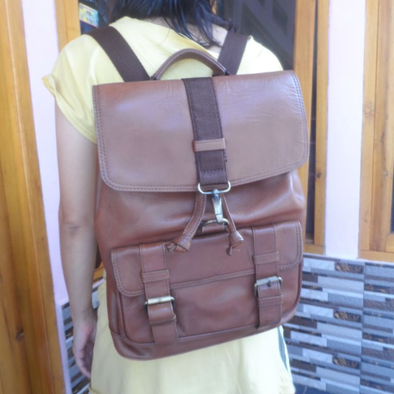 TAS RANSEL KULIT VINTAGE Retro Leather Backpack Tas Ransel kulit asli Tas Ransel wanita Preloved