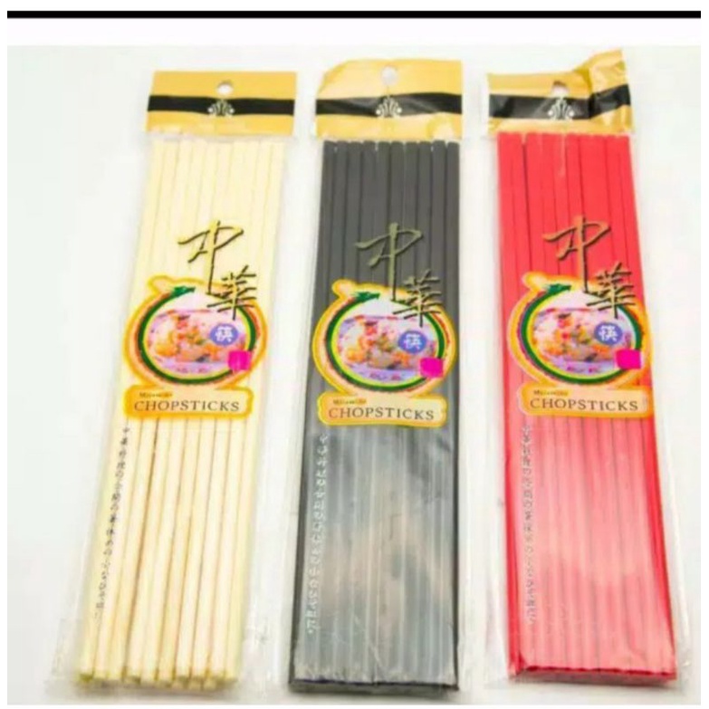 Sumpit Melamin Isi 10 Pasang Sumpit Mie Gading