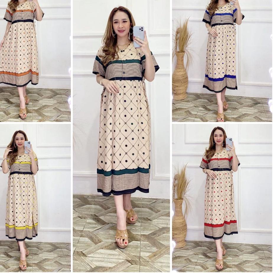 Model Baru.. Midi Dress chibi brand Rayon Busui Friendly Daster wanita terbaru 2022 viral kekinian H
