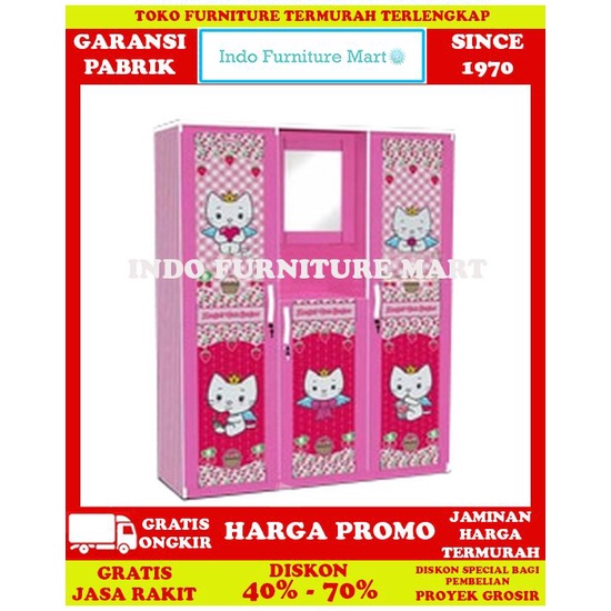 Lemari Pakaian Minimalis Baju Wardrobe 3 Pintu Apanel Wdm 1635 Acs