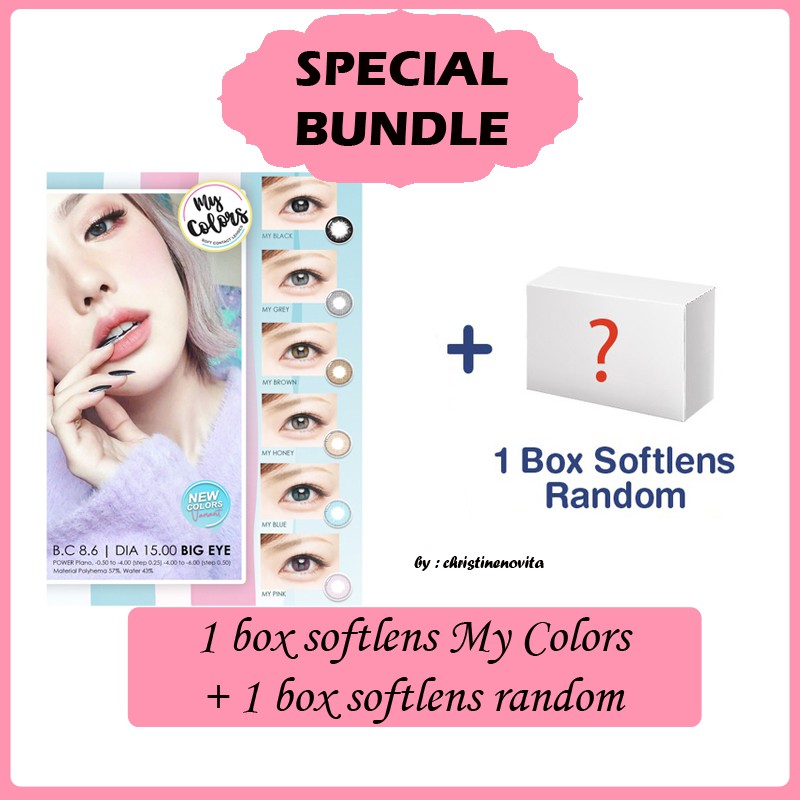 [PROMO BUNDLE] SOFTLENS MY COLORS OMEGA 15MM - NORMAL + 1 PASANG SOFTLENS RANDOM - NORMAL