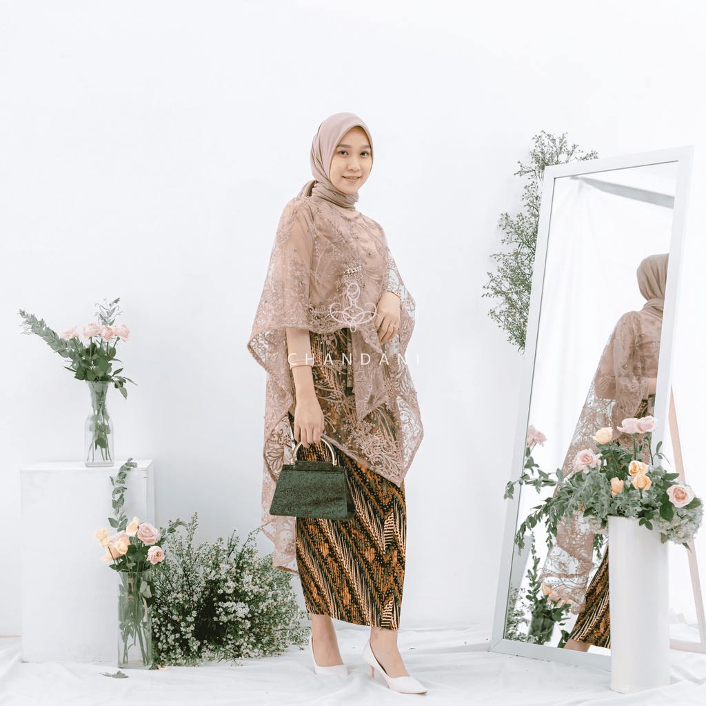 chandani.id • MEMAYU OUTER MOCCA | Outer Kebaya Tulle Tumpal Premium Wisuda Lamaran Seragam Bridesmaid. outer kondangan. kebaya wisuda. outer brokat. by chandani