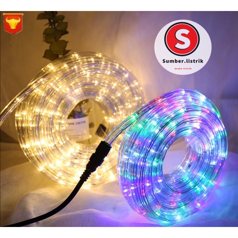 Sumber Listrik lampu led selang 10m bulat warna warni/ rope light /lampu dekorasi  10m  colorful