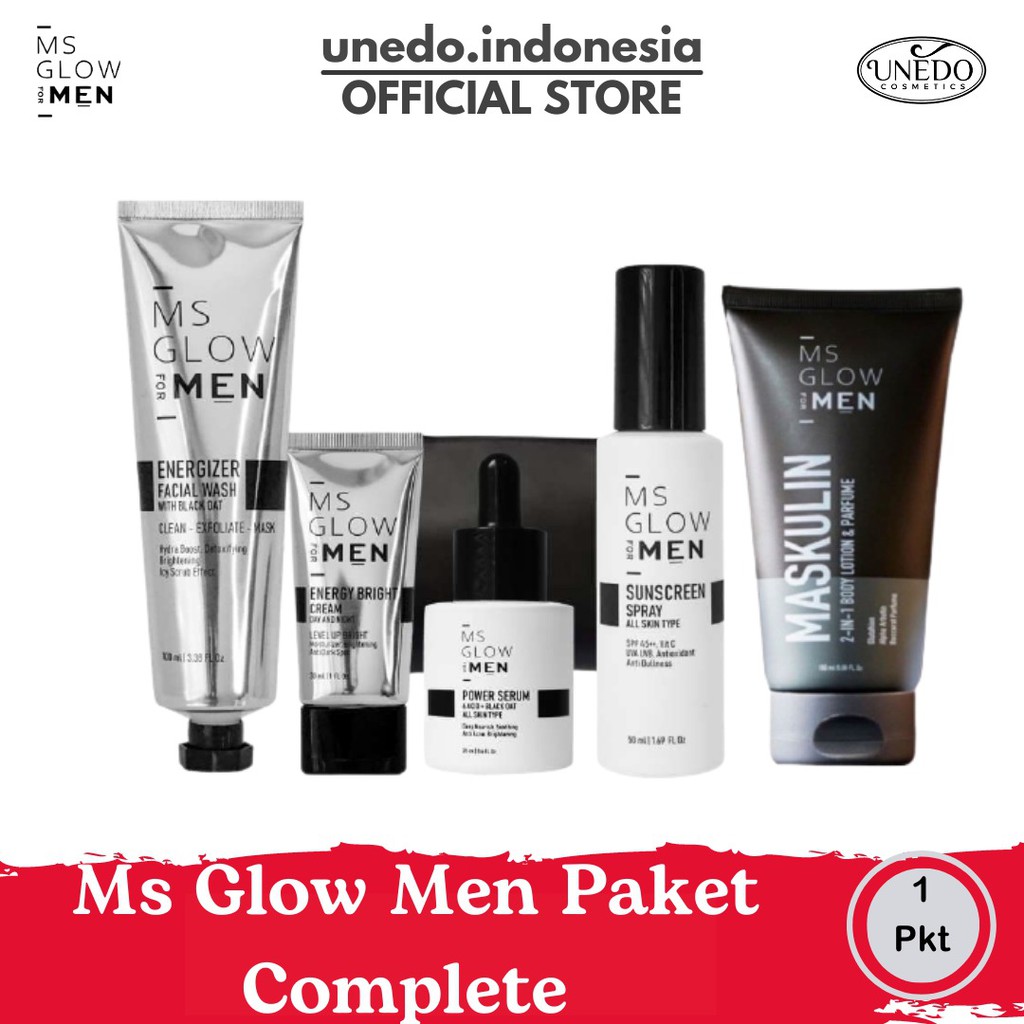 MS GLOW FOR MEN PERAWATAN WAJAH PRIA SERUM ENERGY BRIGHT CREAM PAKET BASIC SKINCARE BPOM