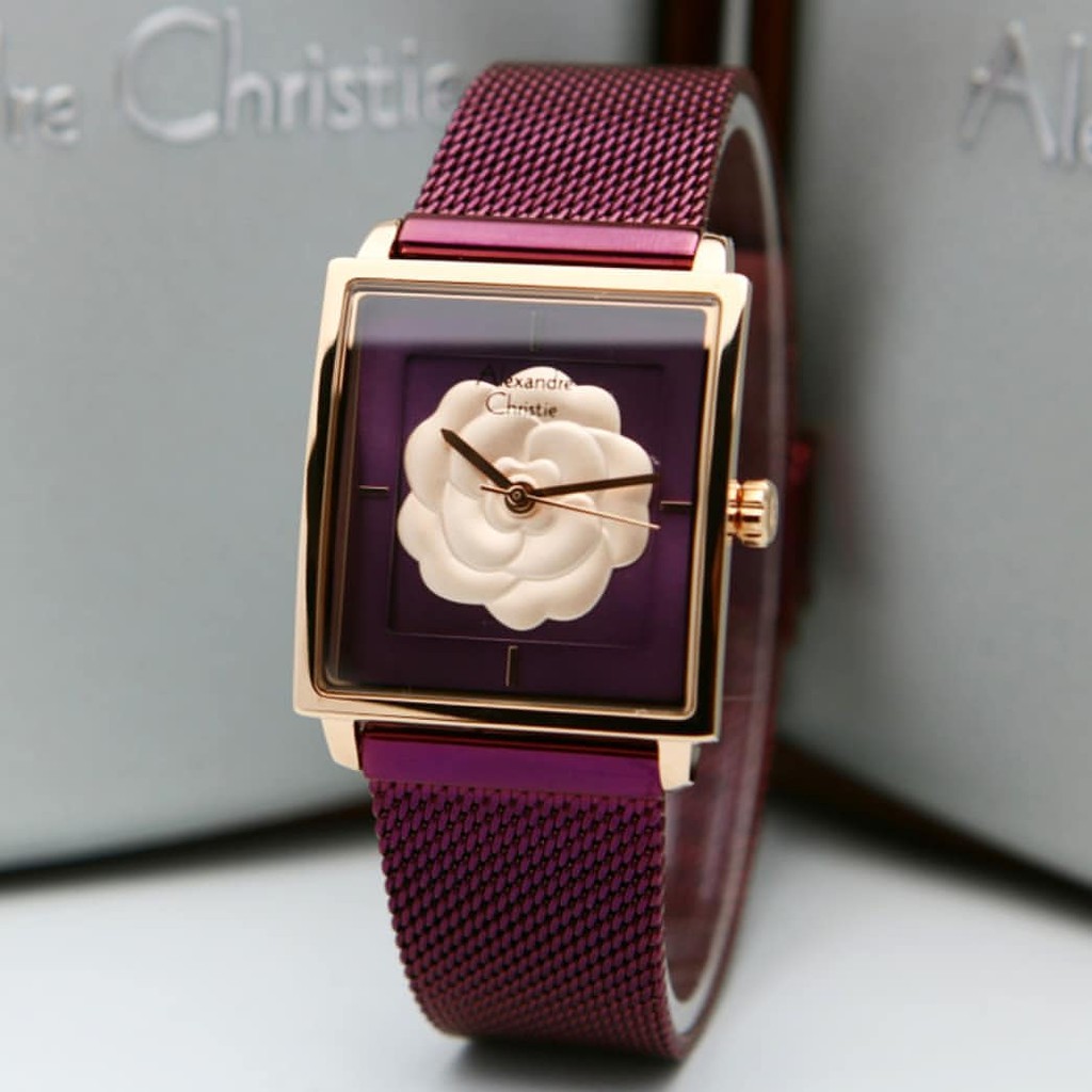 ALEXANDRE CHRISTIE ORIGINAL AC2848 JAMTANGAN WANITA MAROON
