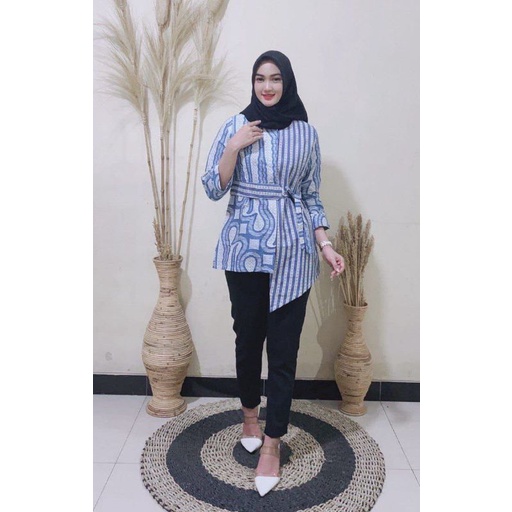 Batik wanita ASJ SA HRB026 Kenongo Kemeja Tosca Pendek-Seno keris