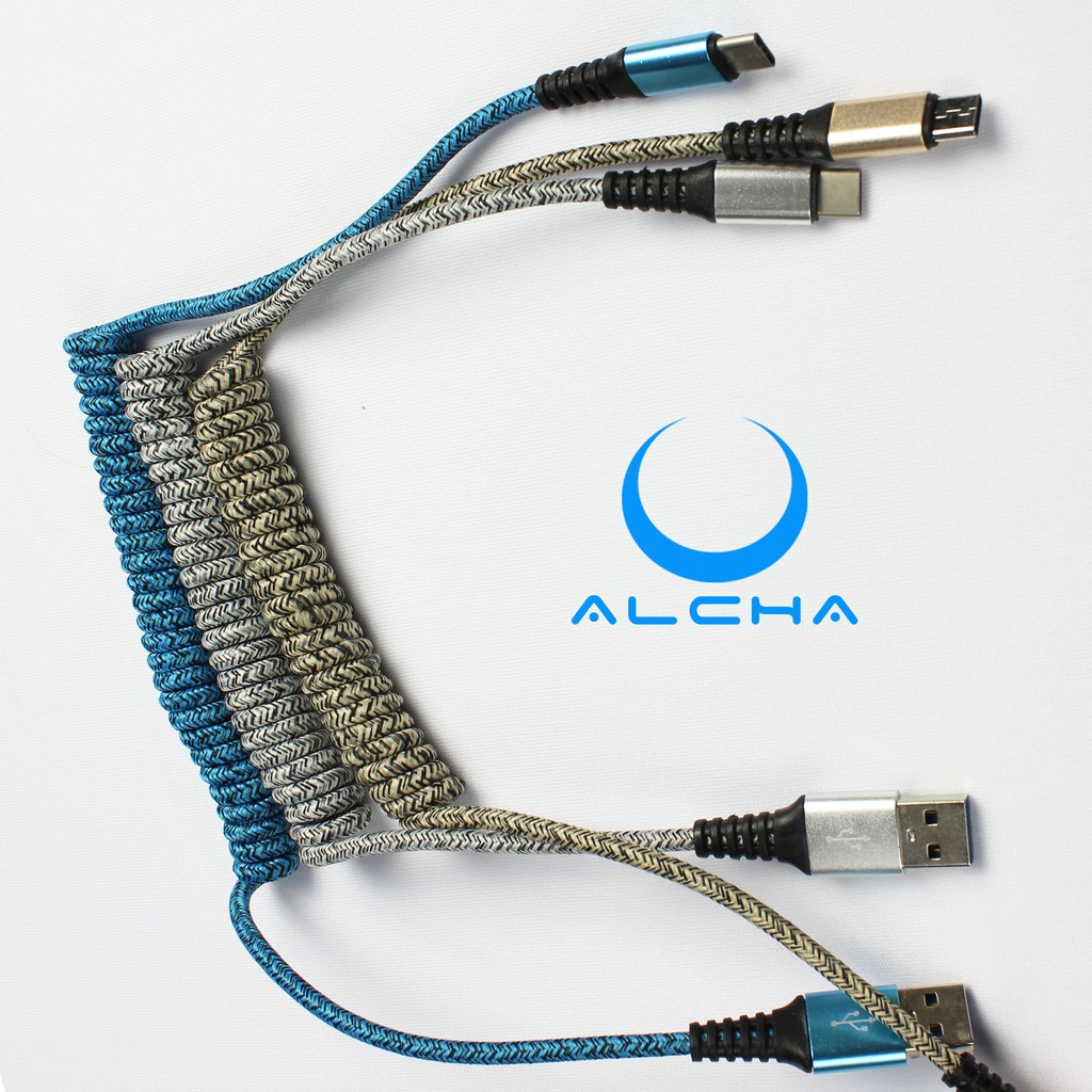 Jual ALCHA RETRO CABLE USB TYPE C COILED MECHANICAL KEYBOARD KABEL COIL