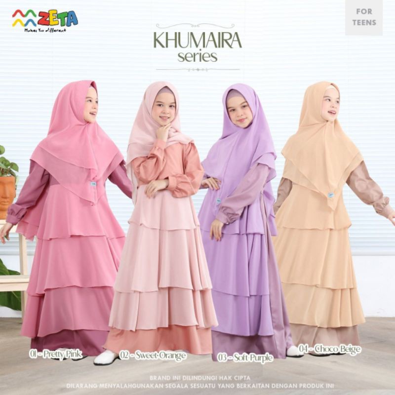 NEW KHUMAIRA by Zeta/Gamis anak set khimar/Gamis murah