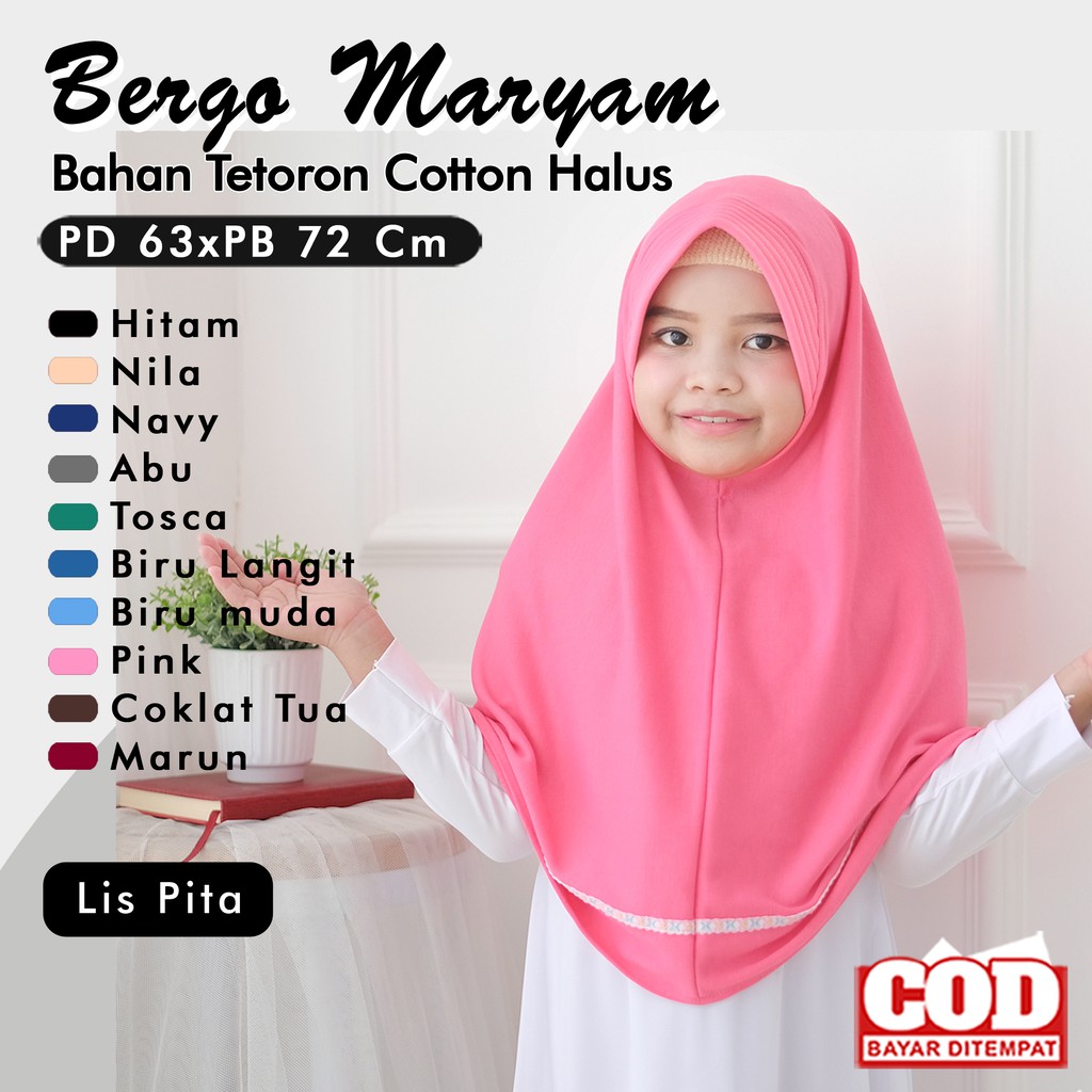 Jilbab anak sd Bergo anak lis bunga jilbab instan anak hijab anak bahan adem kerudung instan anak jilbab daily anak