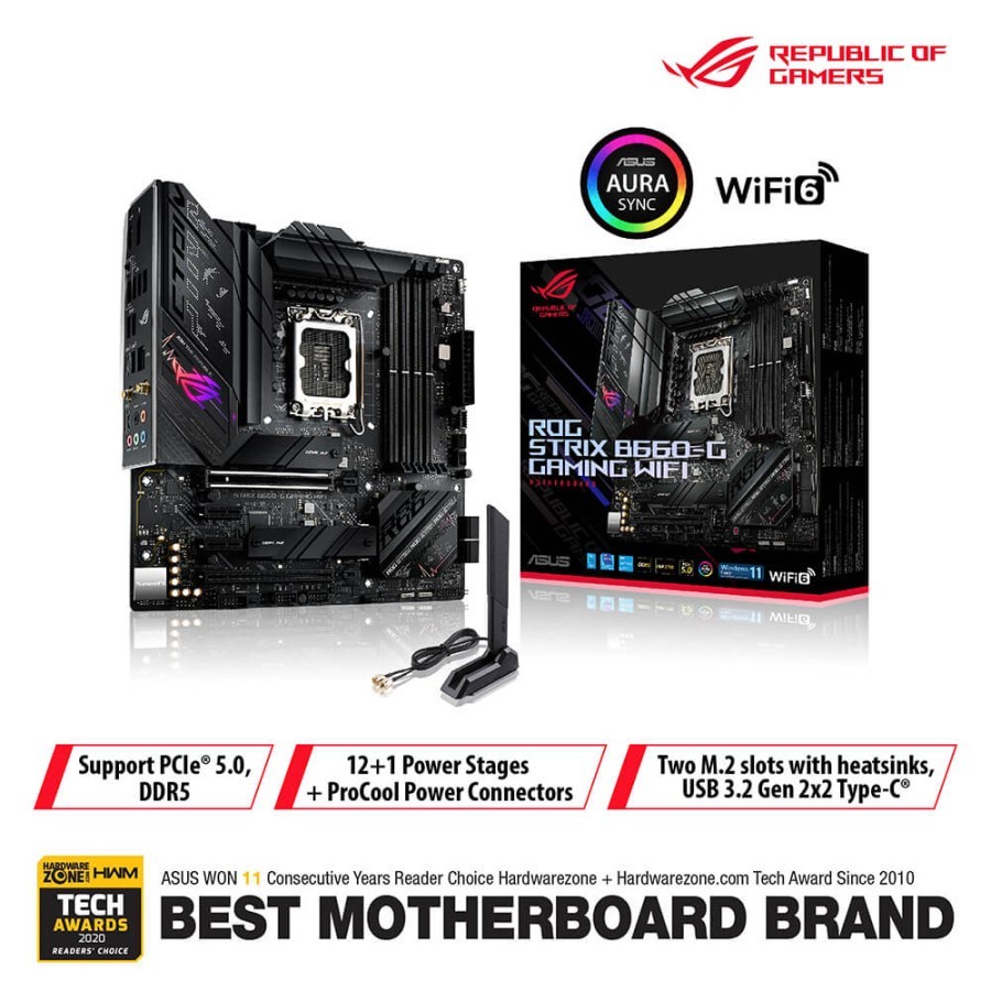 ASUS ROG STRIX B660-G GAMING WIFI | mATX DDR5 Intel LGA1700 Mainboard