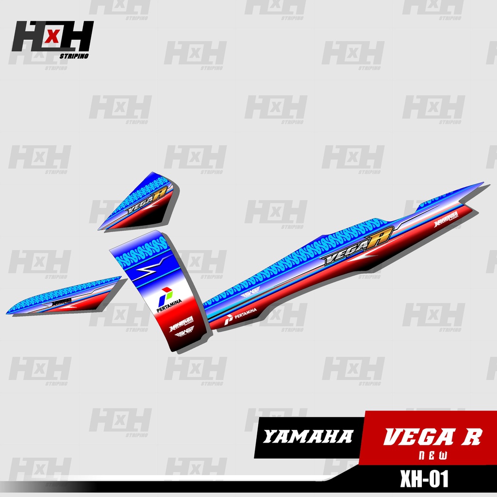 Sticker Striping Lis Variasi VEGA R NEW Desain Pertamina Mandalika XH 01