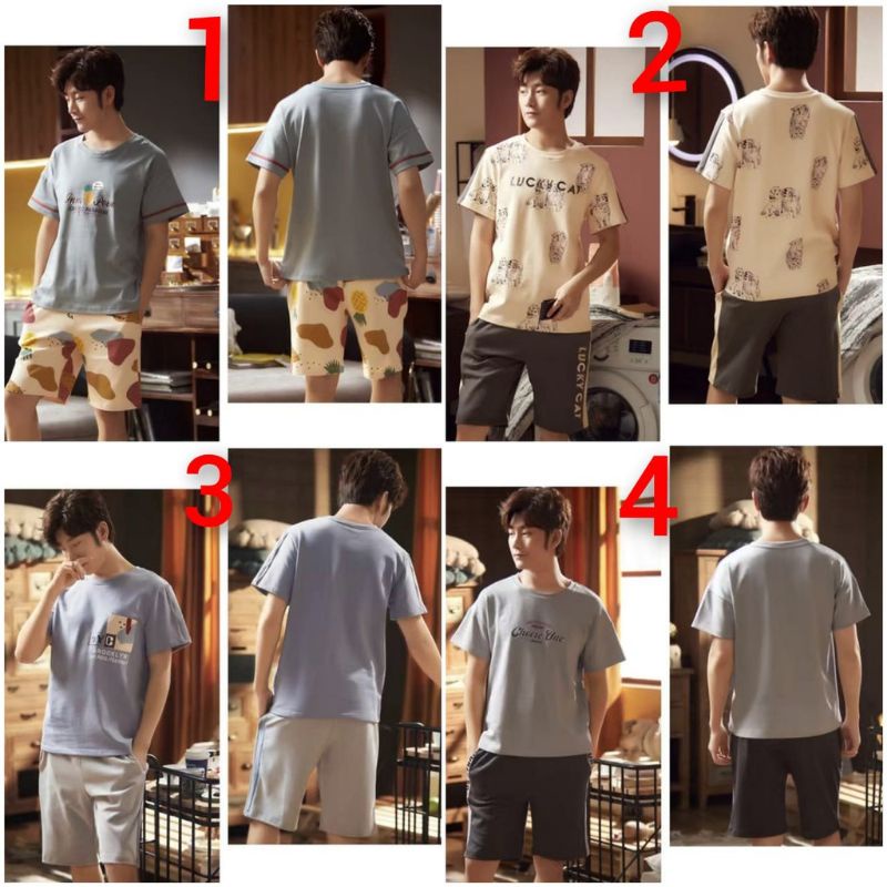 PIYAMA COWOK HOTPANT IMPORT KOREA STYLE SIZE L-XXXL