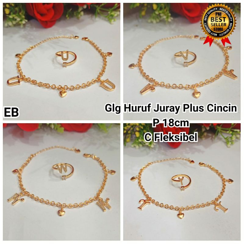 Gelang tangan JURAI HURUF A-Z FREE CINCIN huruf