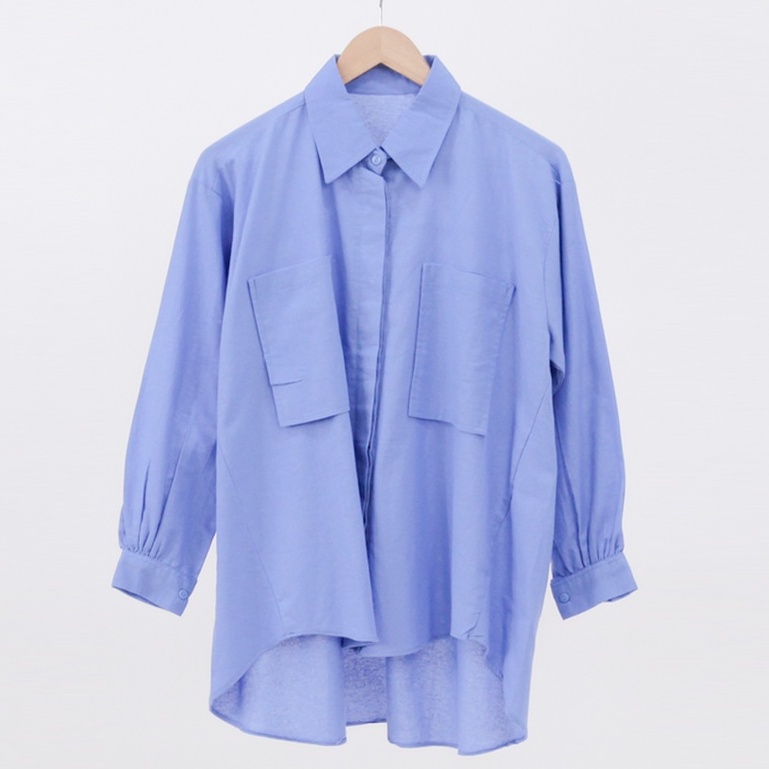 Kemeja Wanita Oversize Kancing Polos / Pakaian Atasan Cewek Korea Style / Kemeja Katun