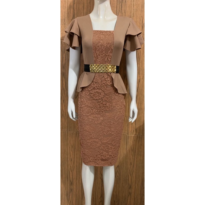 Kathryn collection 109 # Dres rok span scuba import premium kombinasi brukat gliter free belt