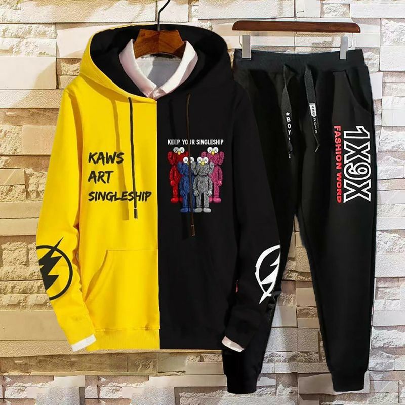 Setelan SINGLESHIP stelan hoodie plus celana sweater pria wanita