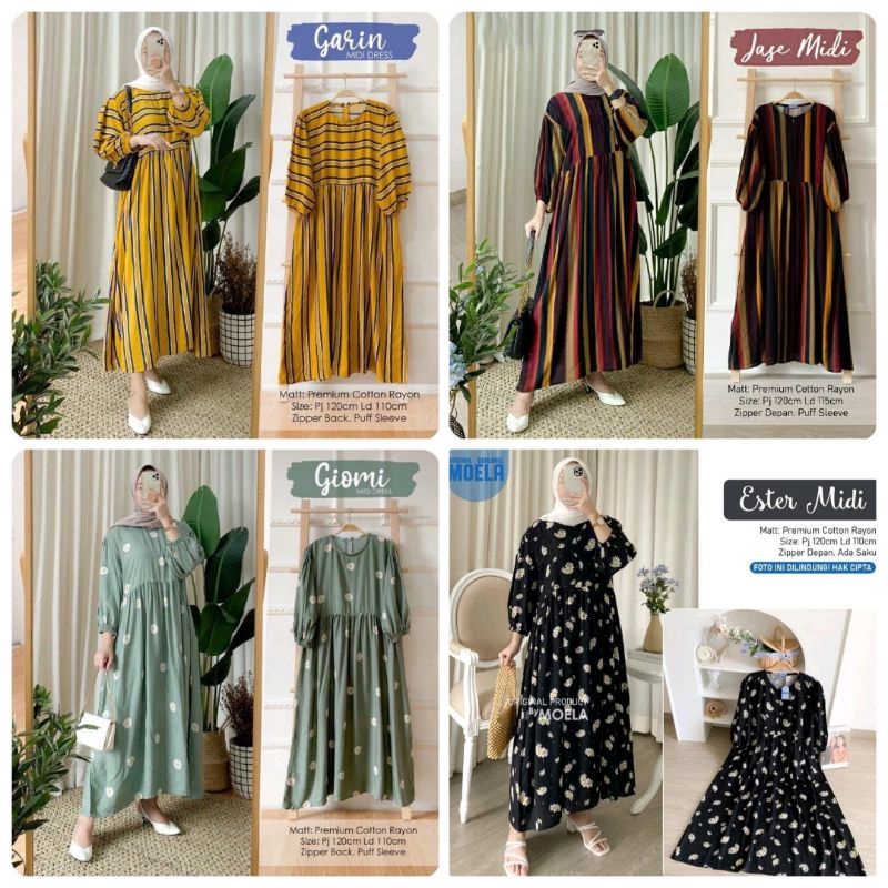 SANSO JASE GARIN SINMI MOA HAYU ESTER LOLIA DIOMI SEKAR RENVI BRIANA MIDI DRESS