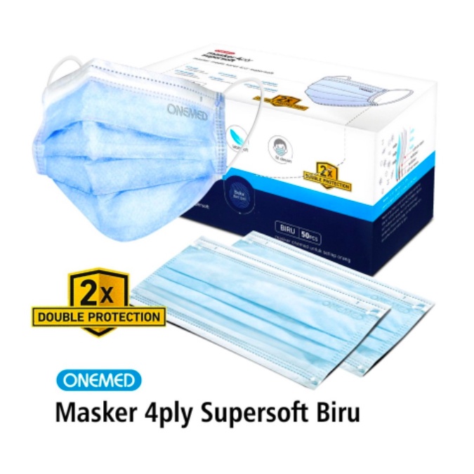 Masker Super Soft Onemed Biru Masker Supersoft Onemed Biru