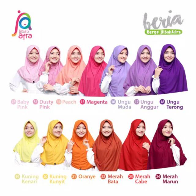 Jilbab Beria - Bergo Jilbab Afra - Hijab Instan Bahan Kaos