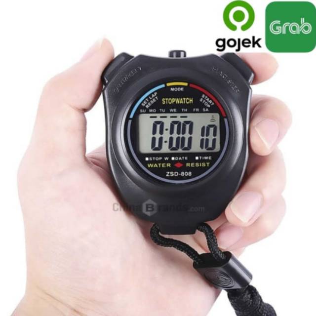 STOPWATCH OLAH RAGA WATERPROOF GENGGAM DIGITAL LCD +  STARP HITAM