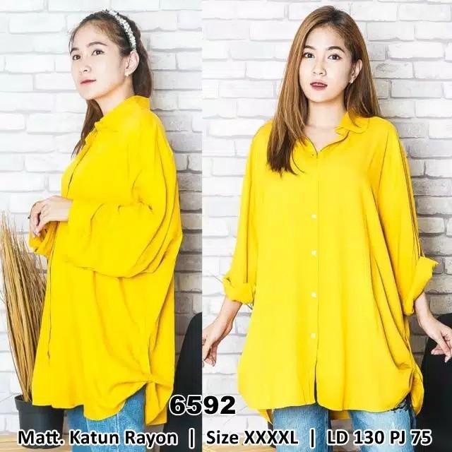 7.7 Kemeja Wanita Jumbo Xxxxl Ld 130 / Hem Katun Rayon / Kmj Superiro Terlaris