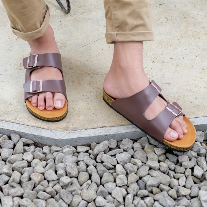 Cracker Brown | Sendal Tali Kulit Simpel Kayu Jalan Pria Cowok Men Sandal Footwear | FORIND x Lvnatica