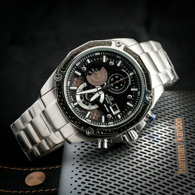 Jam Tangan Pria Merk Casio Edifice Type Efr-506 Original Bm Baterai Free Box Set