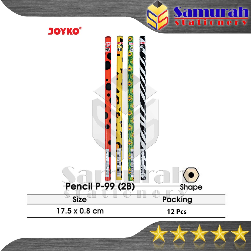 

Pensil Kayu Joyko 2B P 99 ( Animal ) / Wooden Pencil P99 / Pensil Raut P-99