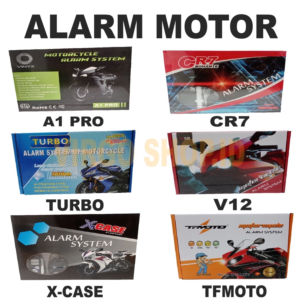 Alarm Motor Remote Versi Standar Alarm / Alarm Motor Antimaling / Anti Rampas / Sensor Getar / Alar V12 / Alarm CR7 / Alarm A1 Pro / Alarm  X-Case / Alarm BHT / Alarm TFMOTO / Alarm Turbo