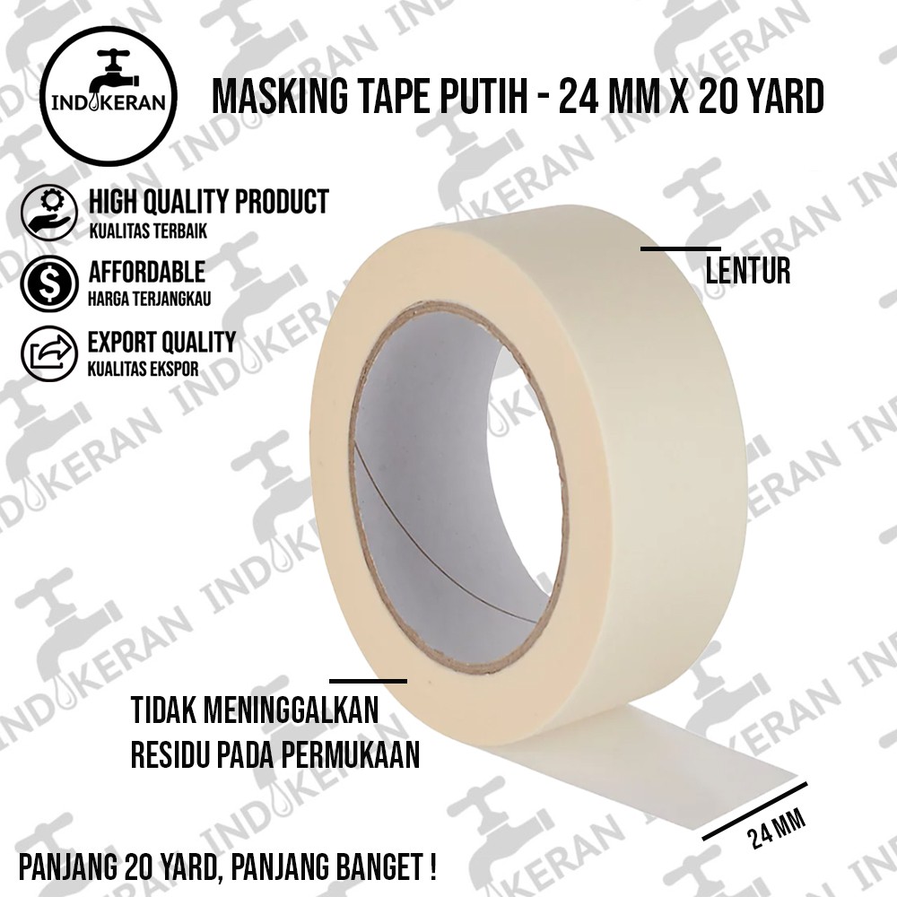 INDOKERAN - Masking Tape Putih - 24 MM x 20 Yard