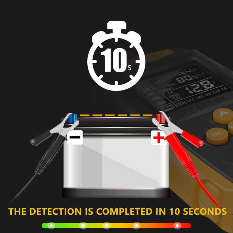 Alat Cas Aki Motor 24V/12V Alat Test Aki Alat Cek Kondisi Aki Mobil Motor Tester Accu Pengecek Baterai Digital Battery Tester Lancol Alat Tester Tegangan Aki Kendaraan Pro Motor Mobil Truk Cek Baterai Analyzer Capit Clamp