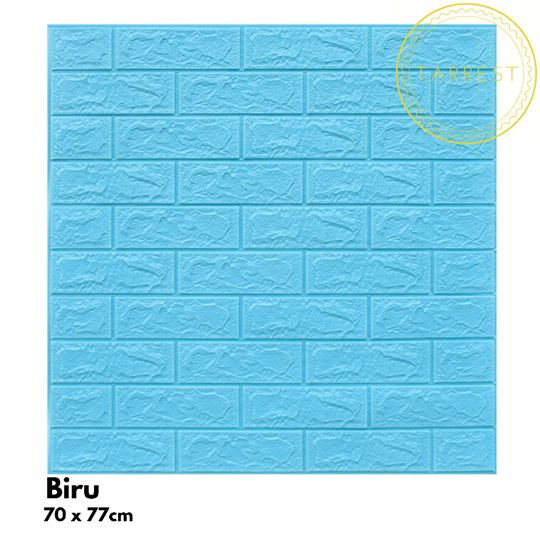 Wallpaper Dinding 3D MOTIF BATA 70cm x 77cm dan 70cm x 38cm 3mm-Biru muda