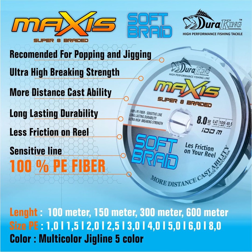 Senar PE DURAKING MAXIS SOFT BRAID 100 Meter Connecting