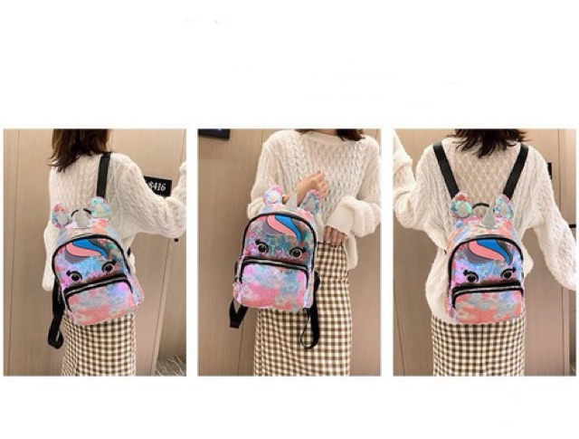 Tas Ransel Sequin Shiny Unicorn TRU029 tas backpack anak perempuan