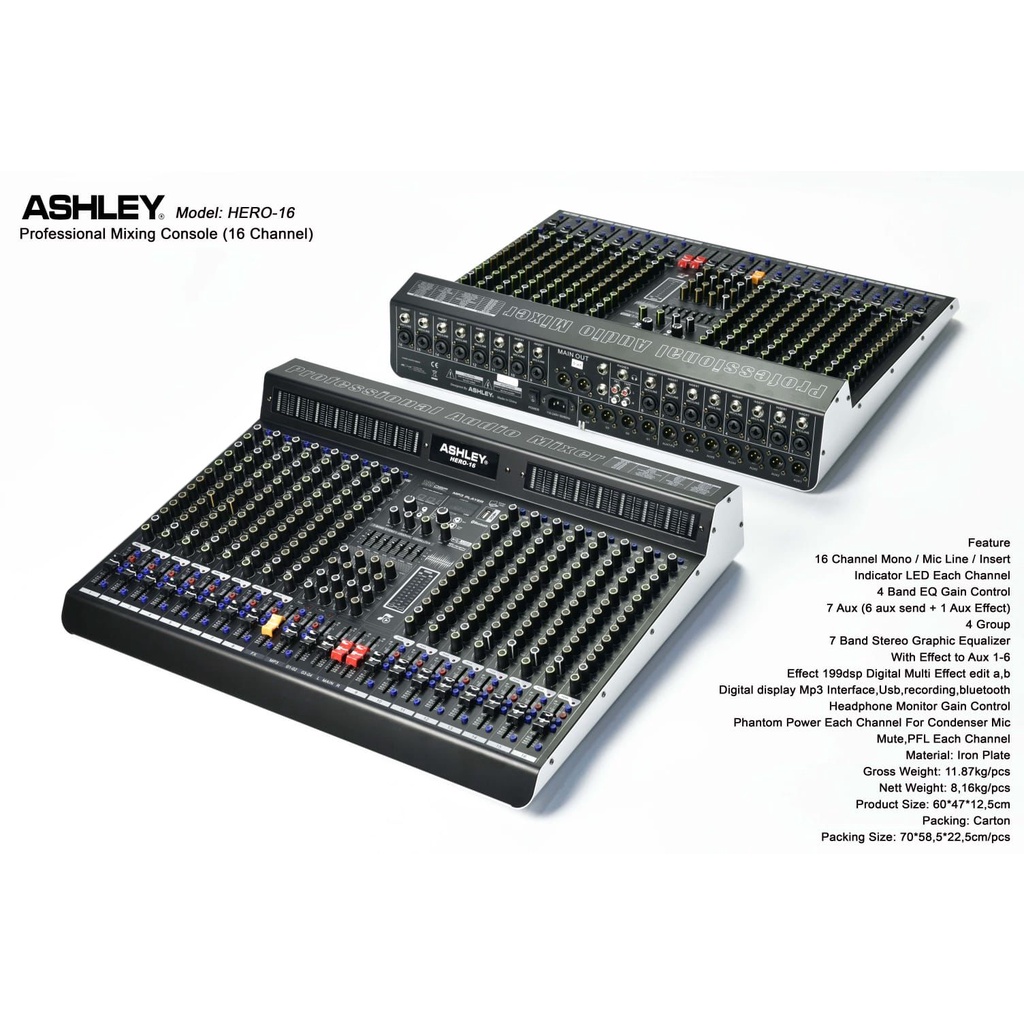 Mixer Audio Ashley 16 Channel Ashley HERO16 HERO-16 Original