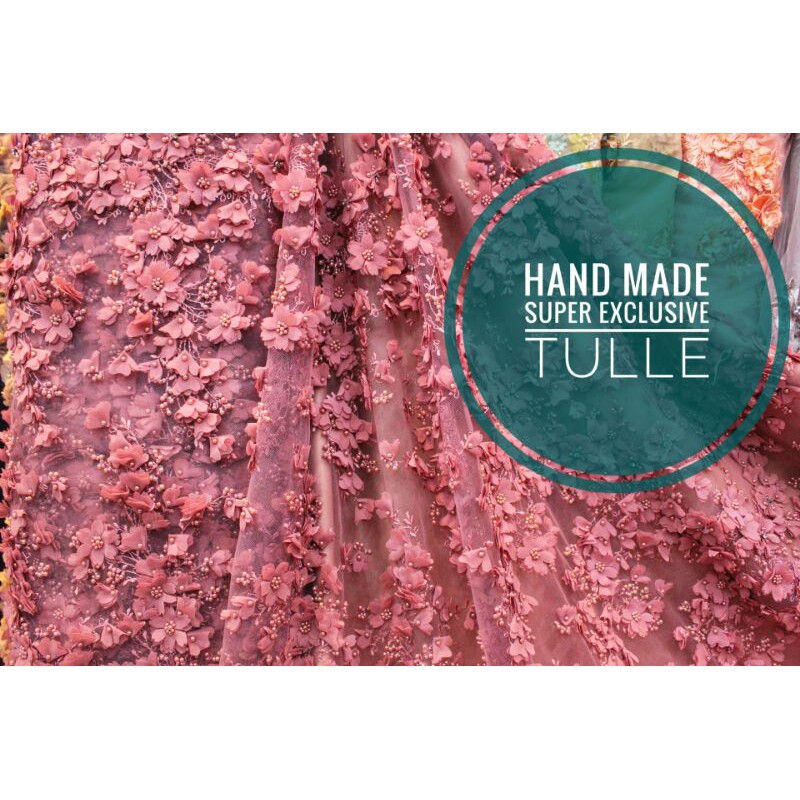 hand made tulle / bridall tulle / tile eksklusif / tile motif 3D / tile motif timbul