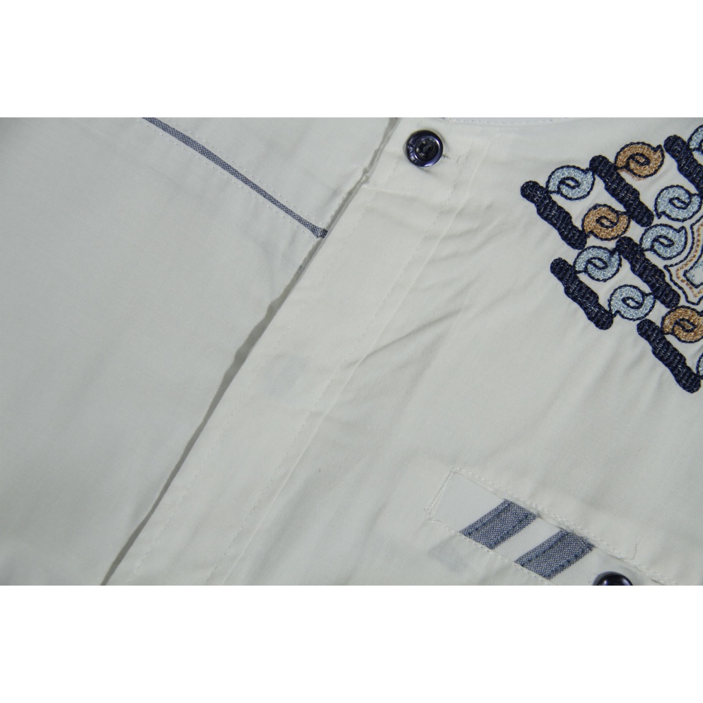 Baju Koko Pria Lengan Panjang Syahdika Putih Motif Bordir 11 | Pakaian Solat Pria | Baju Muslim