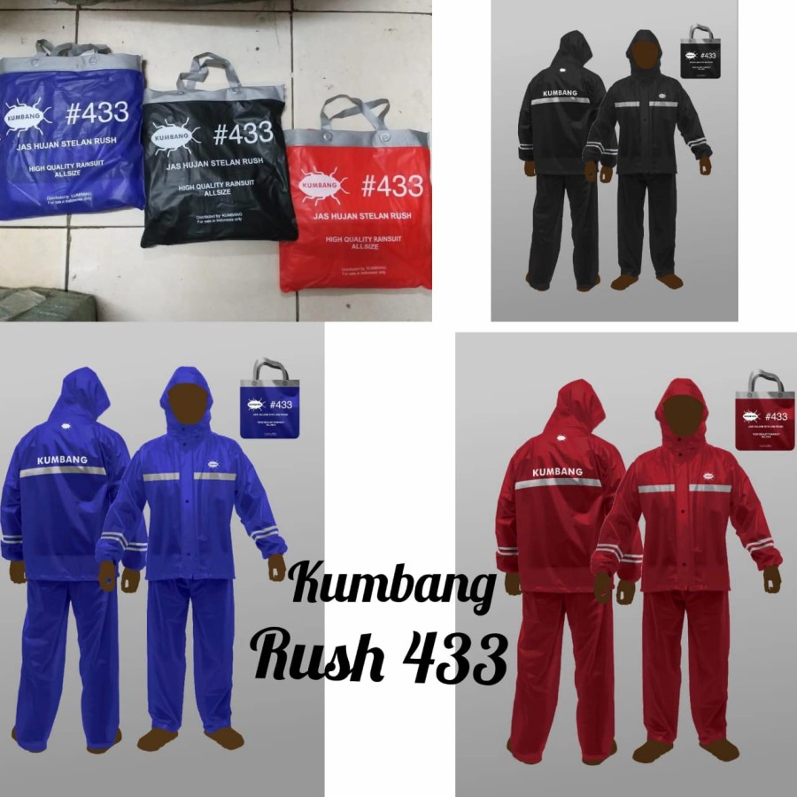 Jas Hujan Rush 433 Setelan Jaket Celana Kumbang Kualitas Top