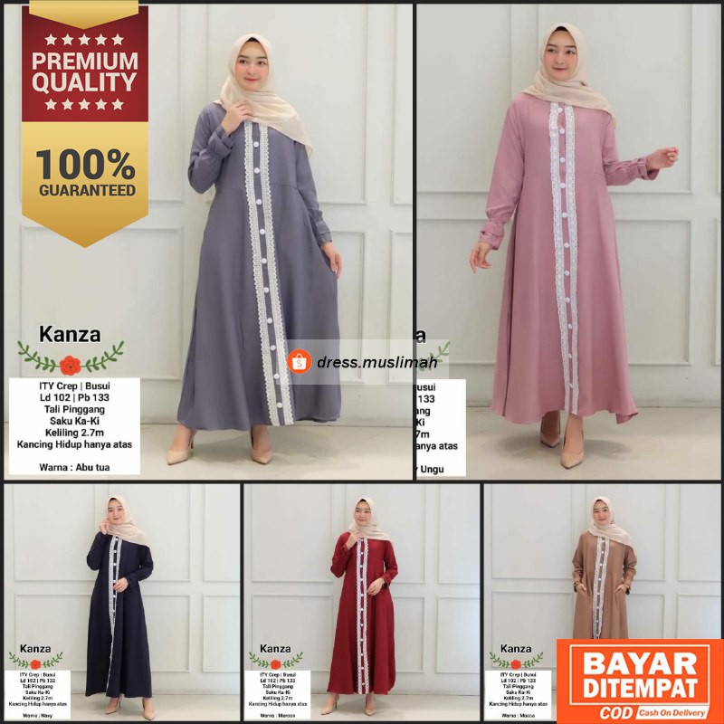 KHANZA DRESS / GAMIS SYARI TERBARU / GAMIS KEKINIAN / BAJU GAMIS WANITA TERBARU 2020