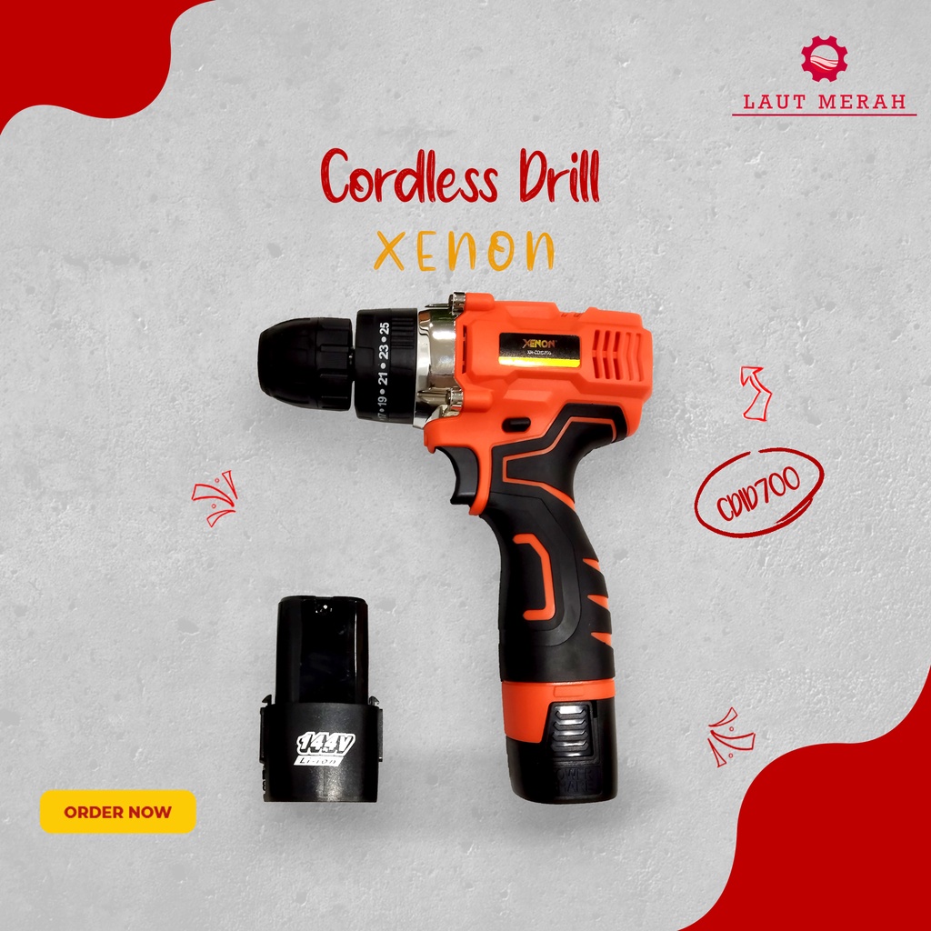 XENON CDID 700 MESIN BOR BETON CAS BATERAI CORDLESS IMPACT DRILL 14.4 V