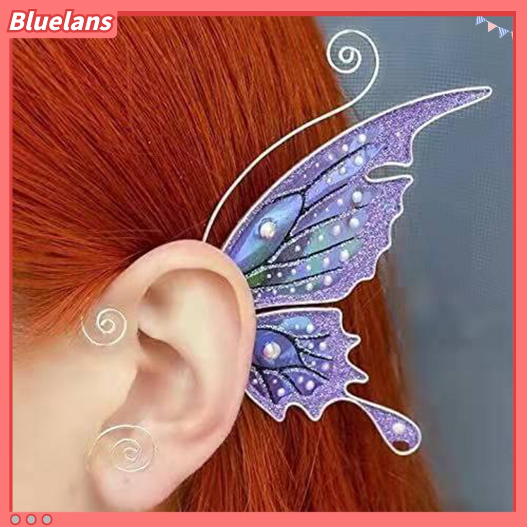 1 Pc Anting Klip Tanpa Tindik Desain Sayap Kupu-Kupu Naga Warna-Warni Untuk Cosplay