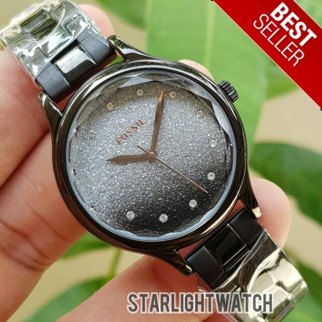JAM TANGAN WANITA FOSSIL BQ3433 ROSEGOLD BLACK DIAL