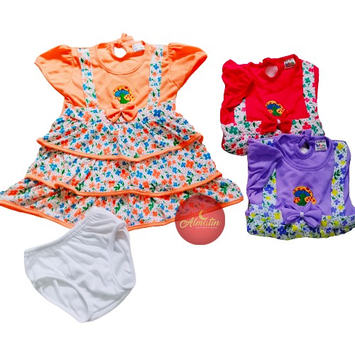 Baju Bayi Perempuan / Setelan Dres Anak / Baju Bayi Pendek Lucu