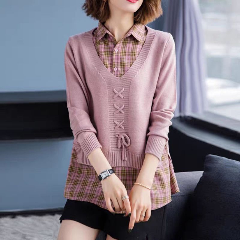 MDLV ~ 0659 OWENDA KNIT TOP KOREA ATASAN RAJUT BLOUSE RAJUT PREMIUM KEMEJA RAJUT FASHION IMPORT