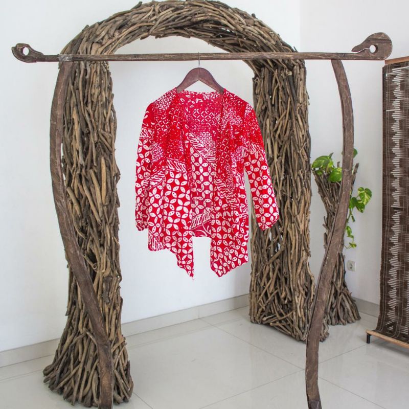 Outer BTT 4D / Outer Merah / Cardigan / Cardigan Batik / Outer Batik