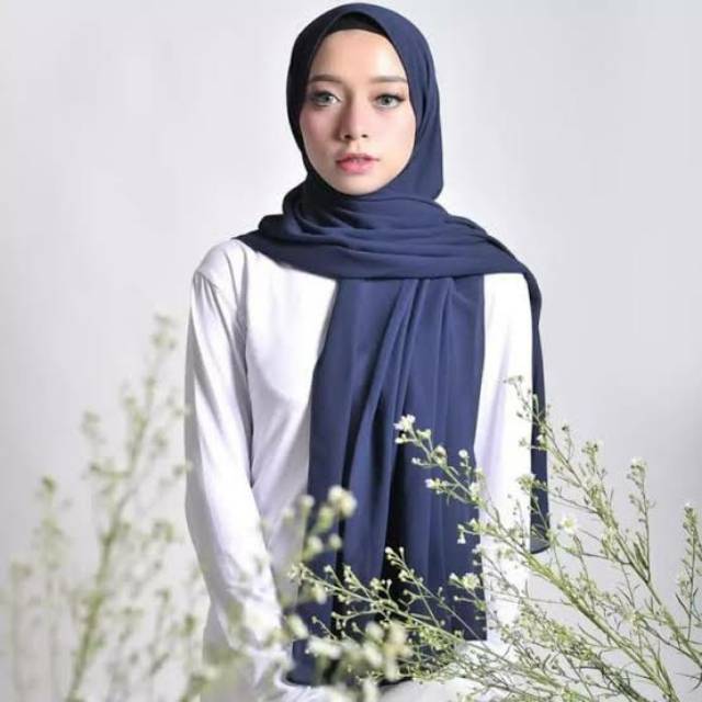 Jilbab pashmina tali 150 cm × 75 cm / Diamond Babydool Navy / 1 kg 10 pics pasmina navy