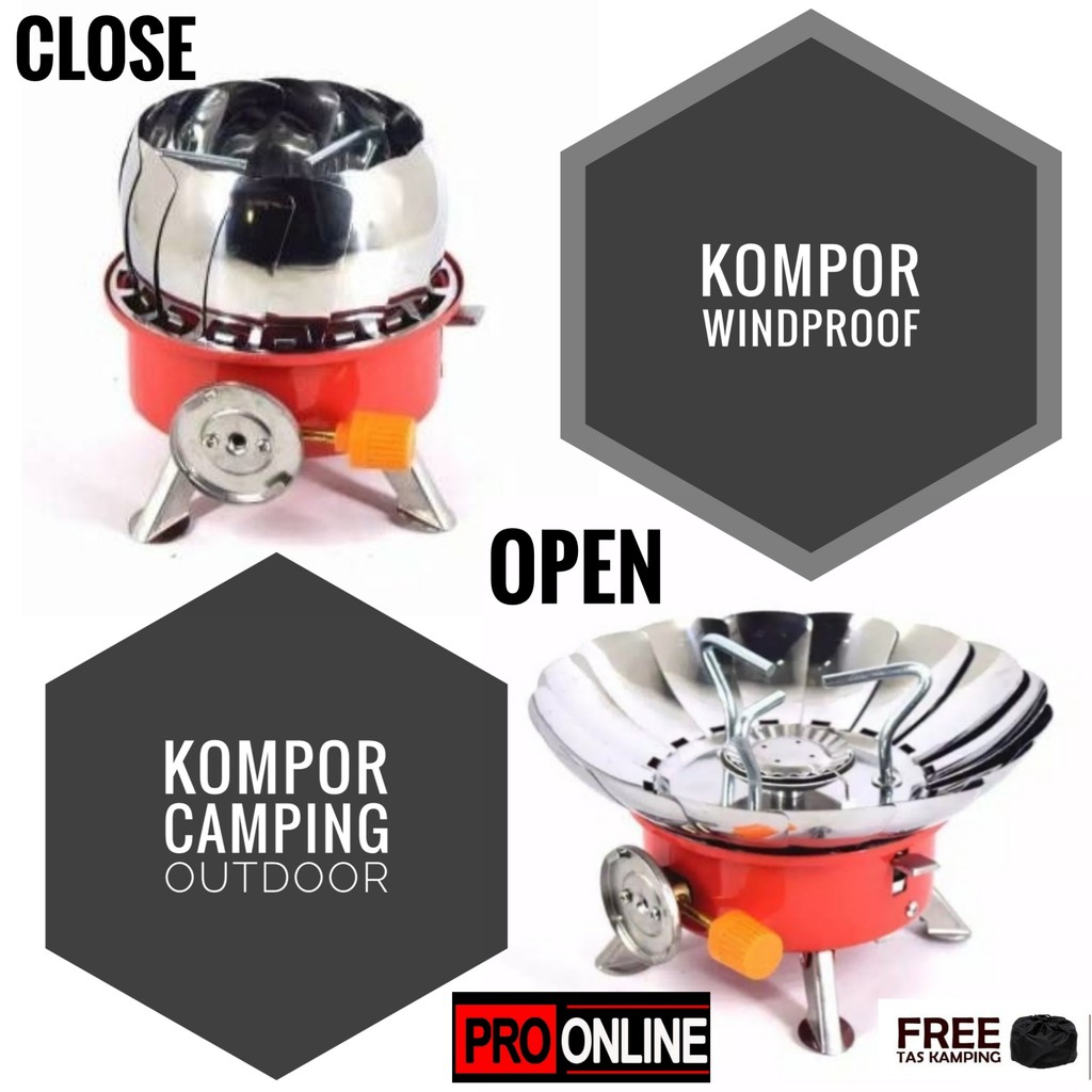 Paket Cooking set 2-3 Orang + Kompor Portable Dan Windproof - Mawar Atau Kotak - Alat Masak 2 Susun