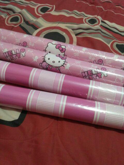 10-412 Wallpaper Sticker Dinding Murah, Garis Strip Pink